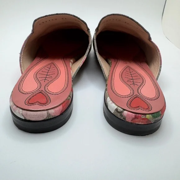 Gucci Princetown Mokassins Floral Mules GG Supreme Bloom Canvas Multicolor W 36 - Picture 9 of 16